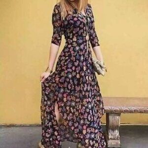 Anthropologie HD in Paris Varina Floral Maxi Dress Size 4 US Semi Sheer New